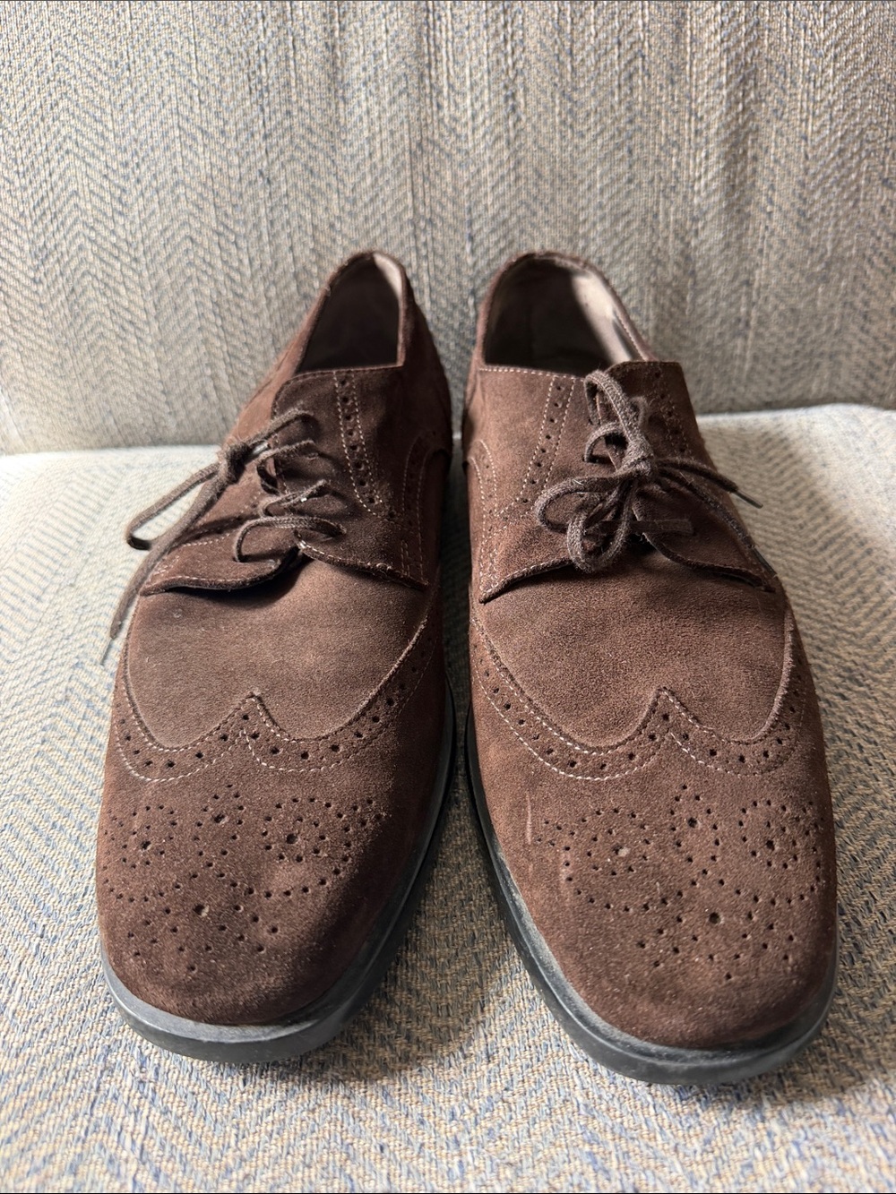 TOD'S Men’s Dark brown Leather Suede Lace Up Wingtip Brogue Derby Size: 10